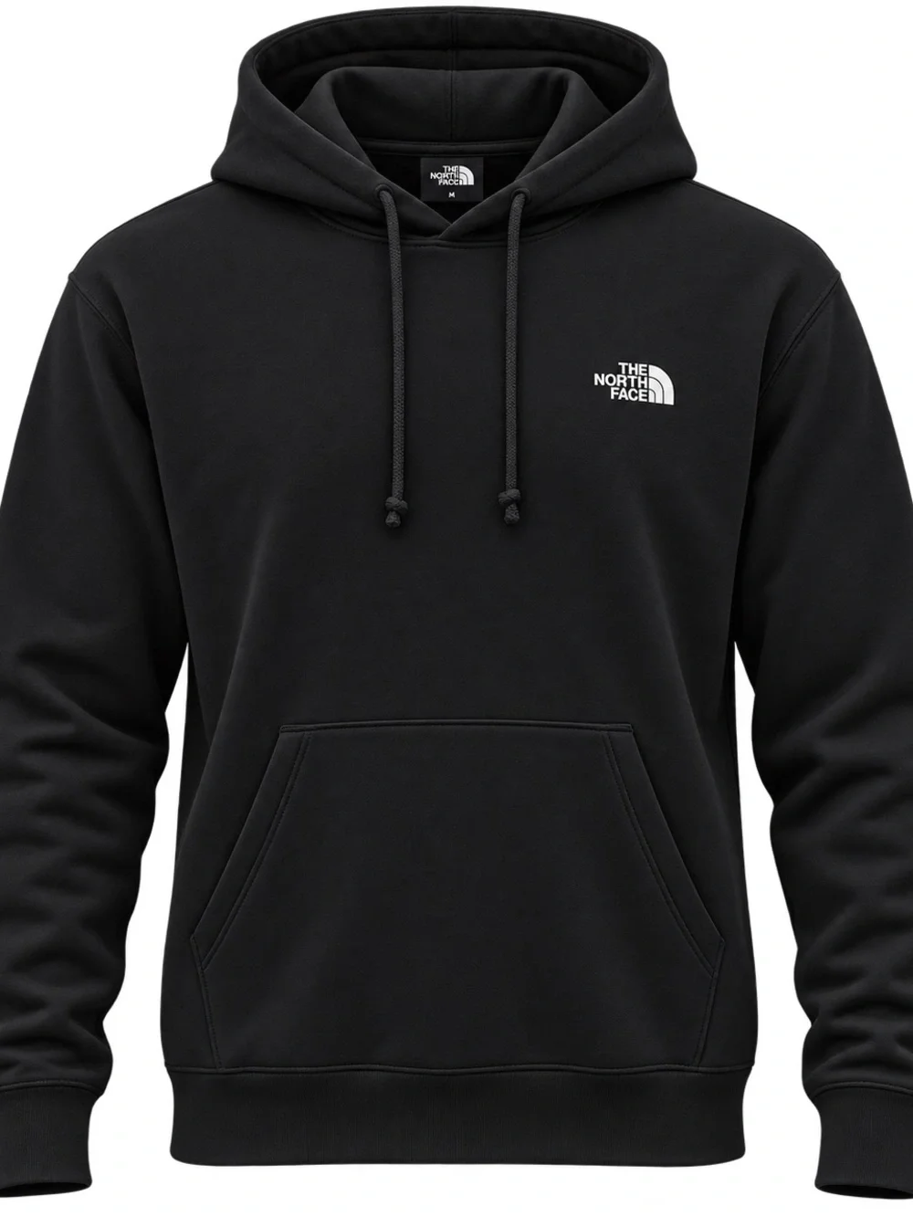 The North Face Black Pullover Hoodie with White Logo- Large